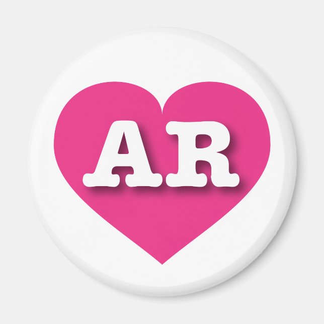 Aimant Arkansas Hot Pink Heart - I love AR (Devant)