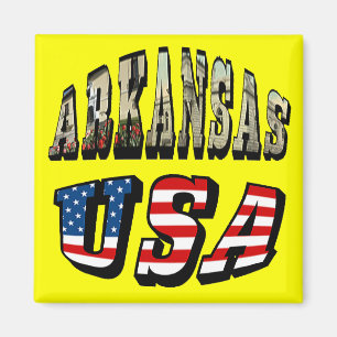 Aimant Arkansas Picture et USA Flag Text
