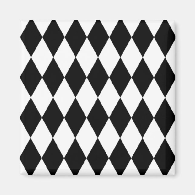 Aimant Arlequin motif, élégant design noir et blanc (Devant)