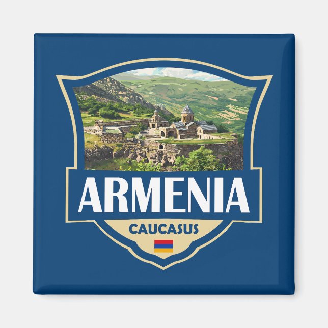 Aimant Armenia Illustration Retro Badge (Devant)
