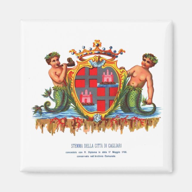 Aimant Armoiries de Cagliari, Bouton de Sardaigne (Devant)