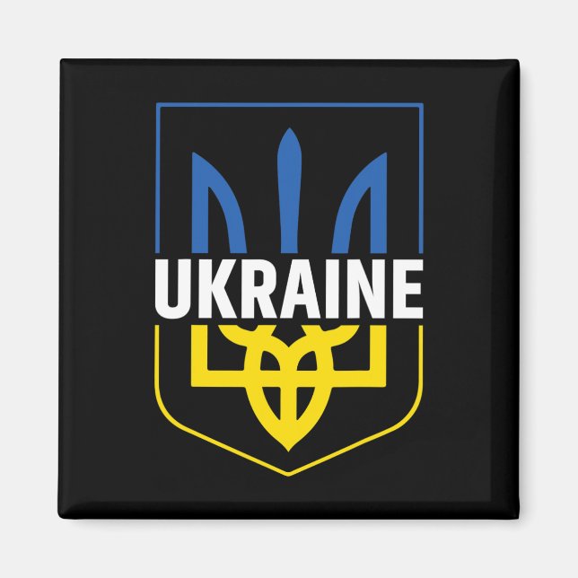 Aimant Armoiries de fierté de trident d'Ukraine Tryzu ukr (Devant)