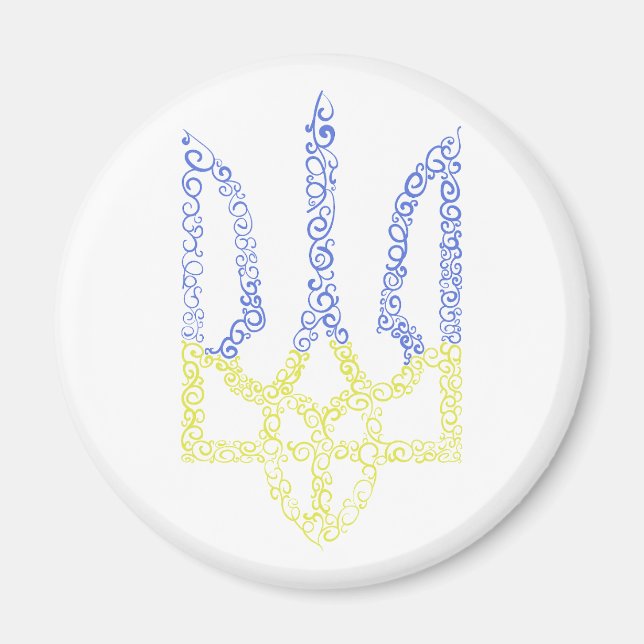 Aimant Armoiries de l'Ukraine trident motif de la spirale (Devant)