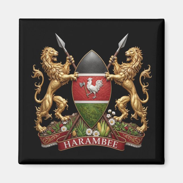 Aimant Armoiries du Kenya symbole emblème drapeau du pays (Devant)