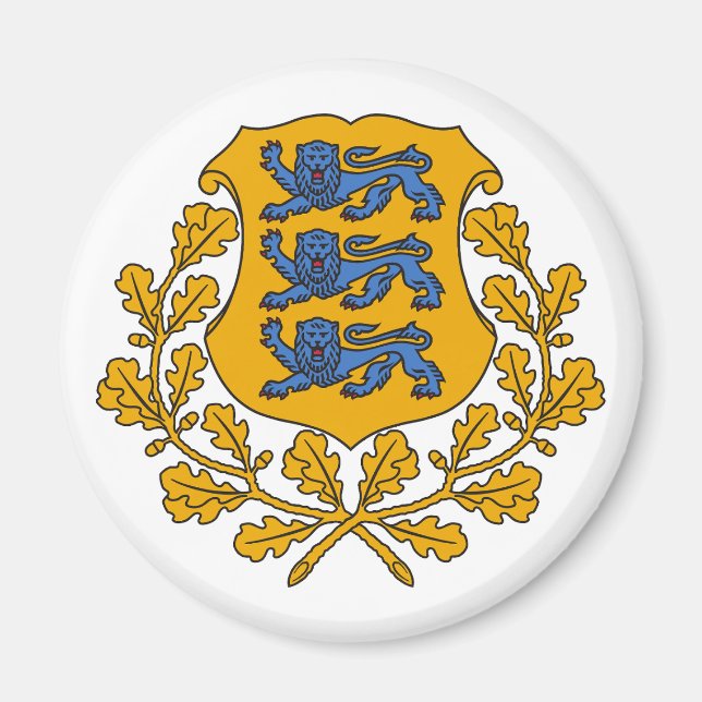 Aimant Armoiries du pays Estonie symbole emblème drapeau (Devant)