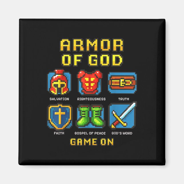 Aimant Armor De Dieu Pixel Faith Christian Vidéo Jeu (Devant)
