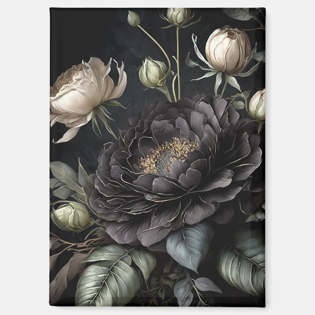 Aimant Arrangement gothique Rose Fleur noire (Recto)