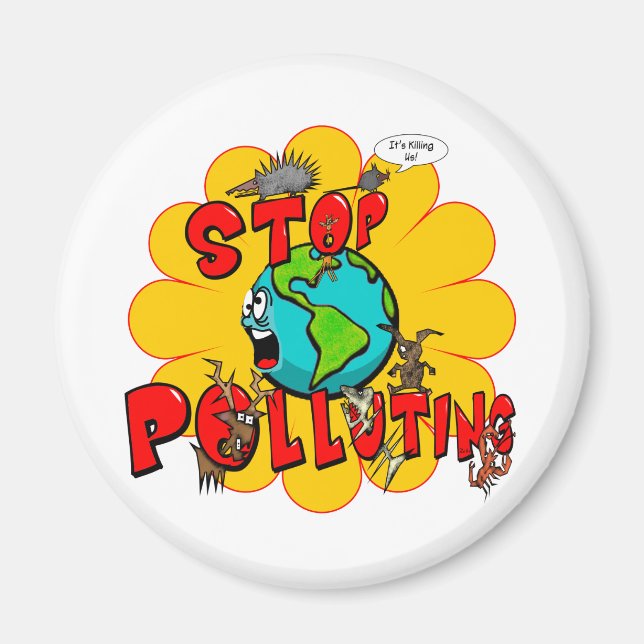 Aimant Arrêter la pollution (Devant)