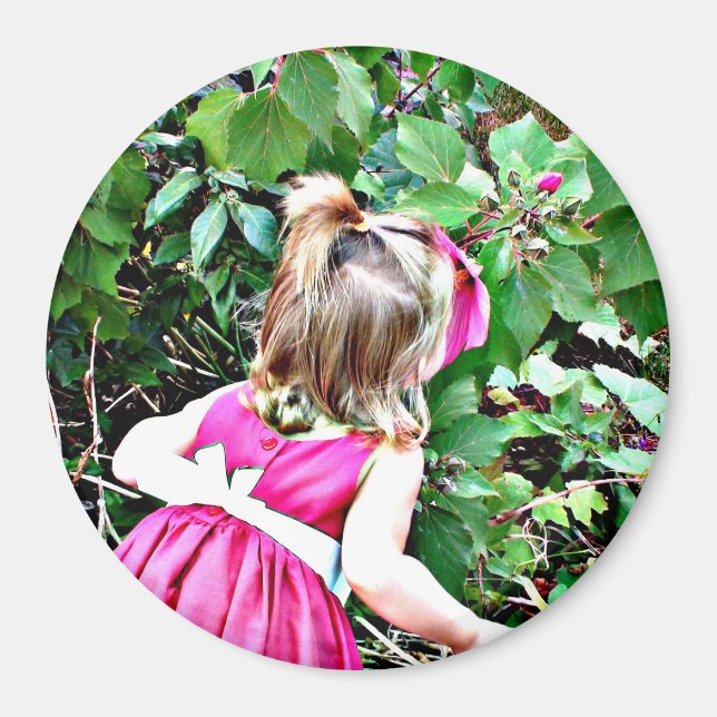 Aimant Arrêtez et sentez l'aimant photo Rose (Devant)