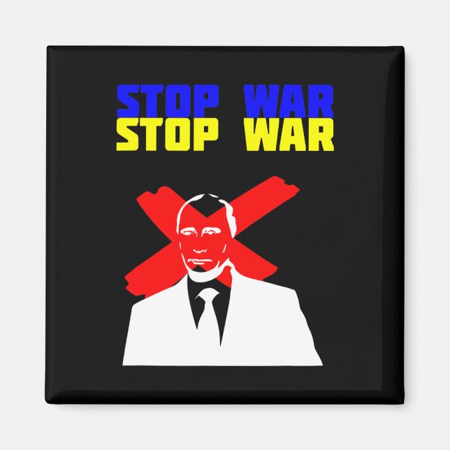 Aimant Arrêtez la guerre Anti Poutine Visage Drapeau ukra (Devant)