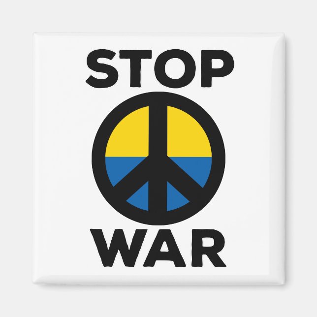 Aimant Arrêtez le drapeau de la guerre de l'Ukraine (Devant)
