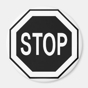 Aimant Arrêtez le signe de symbole - noir sur le blanc