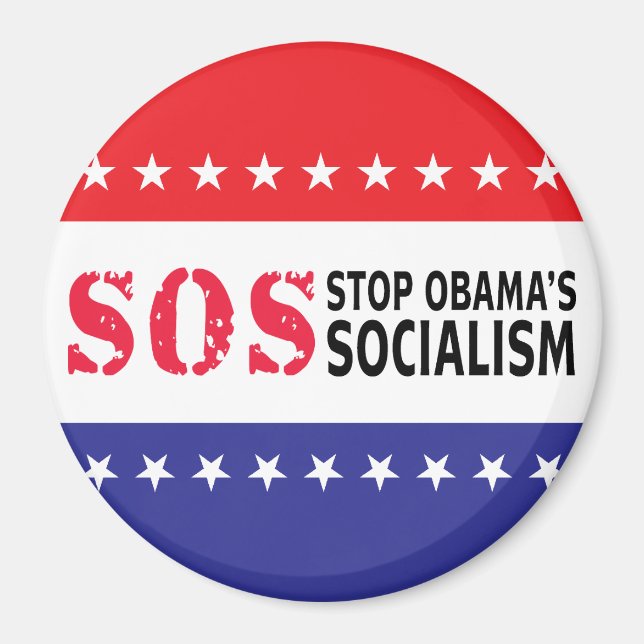 Aimant Arrêtez le socialisme d'Obama - SOS (Devant)