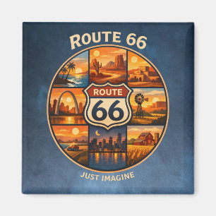 Aimant Arrêts de rêve de la route 66 Scènes de voyage ble
