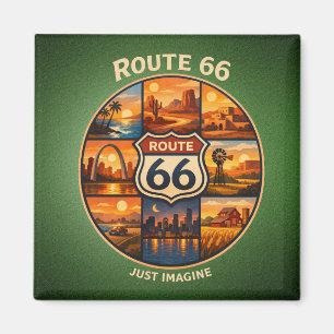 Aimant Arrêts de rêve de la route 66 Scènes de voyage ver
