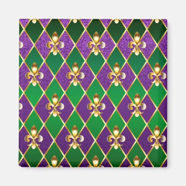 Aimant Arrière - plan de bijoux Mardi Gras (Devant)