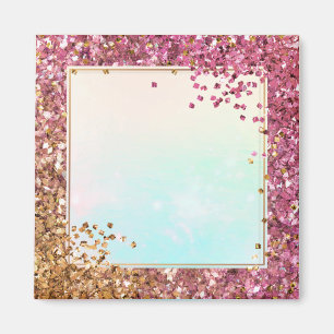 Aimant Arrière - plan de cadre de confetti rose et or bri