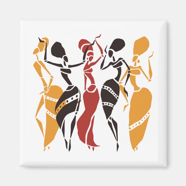 Aimant Arrière - plan de danseurs africains illustrés (Devant)