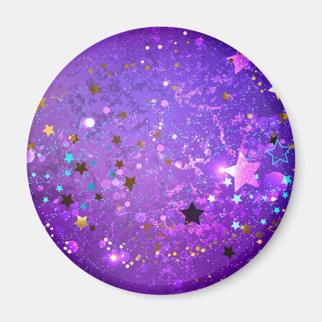Aimant Arrière - plan de feuille violet avec étoiles (Devant)