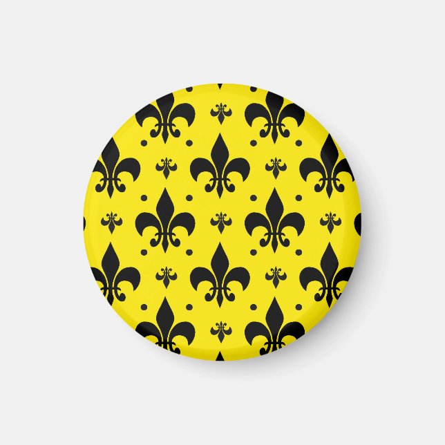 Aimant Arrière - plan Jaune Fleur-de-lis Motif Design (Devant)