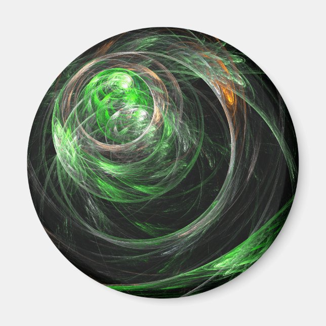 Aimant Arrondi de l'art Abstrait vert du monde entier (Devant)