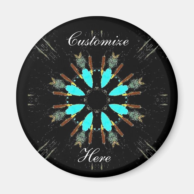 Aimant Arrowhead plumes pow-wow motif Thunder_Cove (Devant)