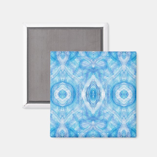 Aimant Art abstrait aquarelle bleu clair Foi (Recto/Verso)