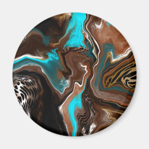 Aimant Art Abstrait bleu, Brown et noir