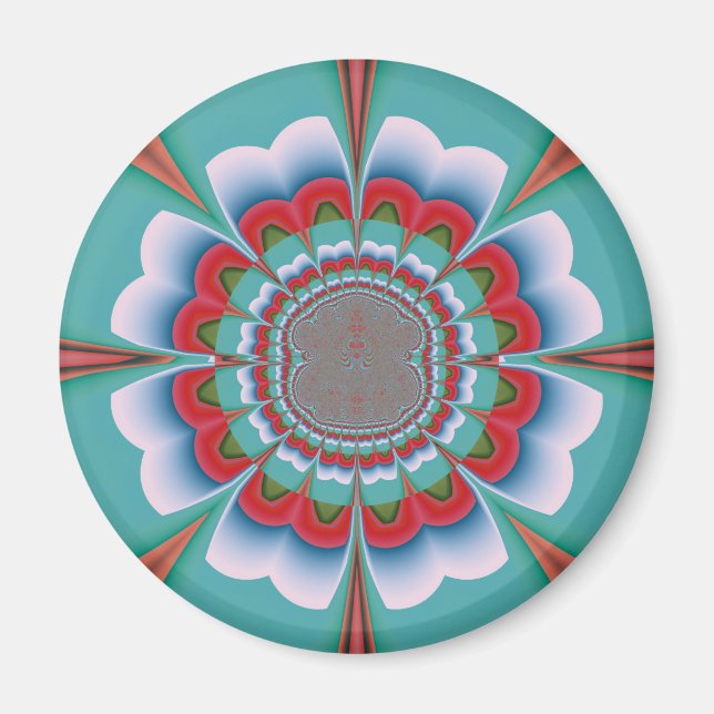 Aimant Art abstrait de mandala psychédélique rétro en fle (Devant)
