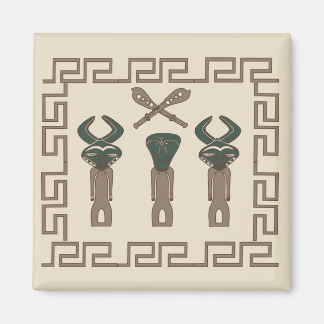 Aimant Art abstrait de visage tribal africain (Devant)