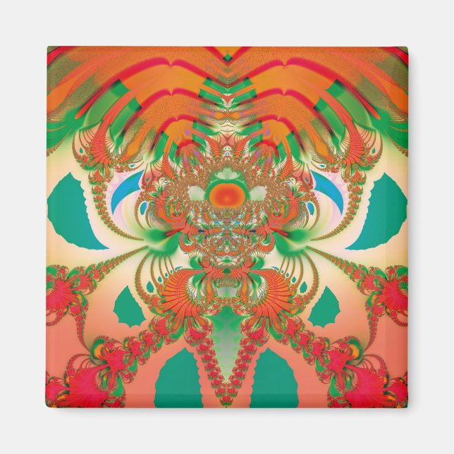 Aimant Art abstrait fractal de hibou rouge (Devant)