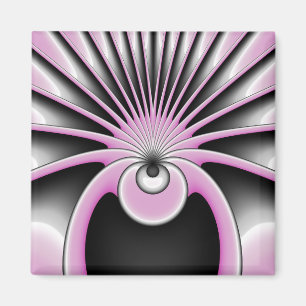 Aimant Art Abstrait moderne Fractal rose Gris noir