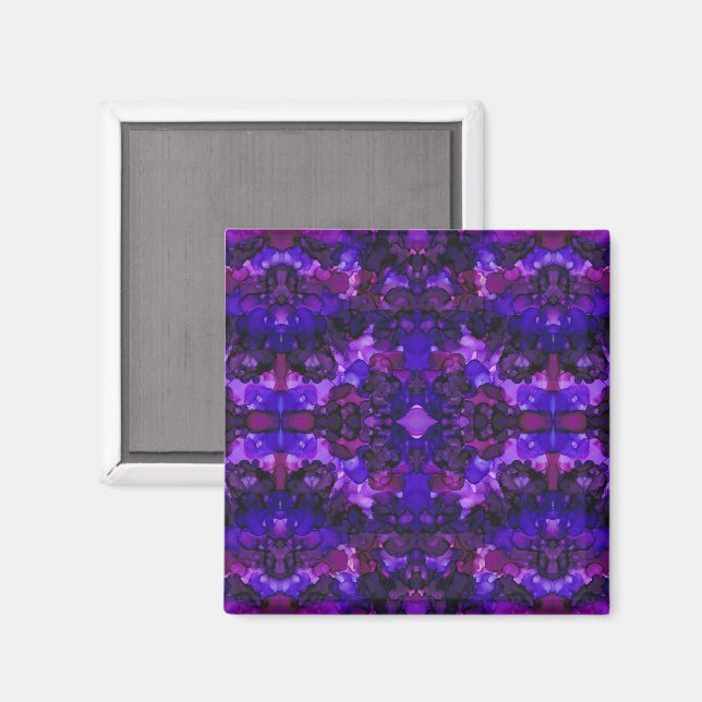 Aimant Art abstrait violet à l'encre d'alcool mystique (Recto/Verso)