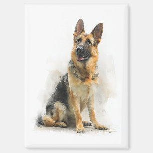 Aimant Art aquarelle de berger allemand