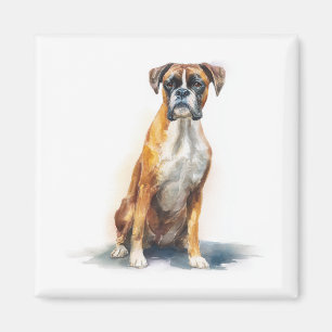 Aimant Art aquarelle de chien Boxer