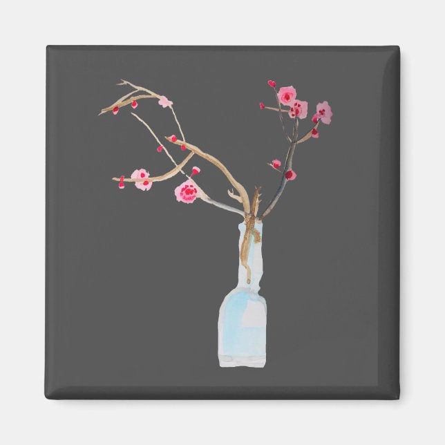 Aimant Art aquarelle de fleur de cerisier sakura (Devant)