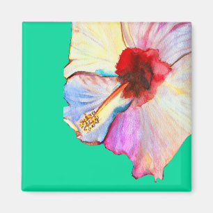 Aimant art aquarelle d'hibiscus d'été