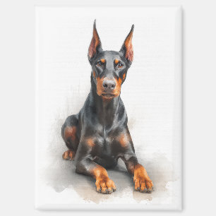 Aimant Art aquarelle Doberman