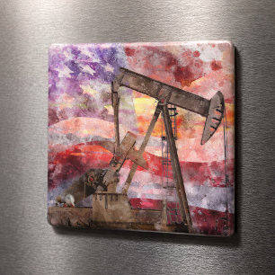 Aimant Art aquarelle du coucher de soleil pompe patriotiq