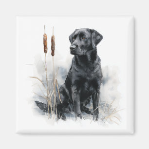Aimant Art aquarelle du Labrador Retriever noir
