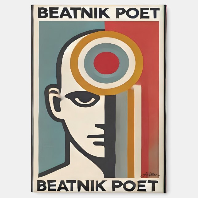 Aimant Art Beatnik Poète Moderne du Milieu du Siècle (Recto)