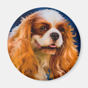 Aimant Art cavalier de chien d'épagneul du Roi Charles -