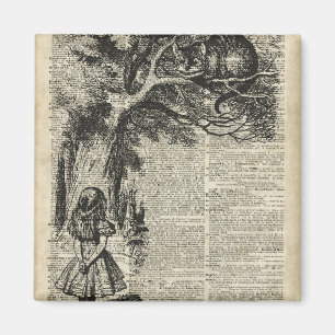 Aimant Art d'Alice et de pochoir de Cheshire à la page de