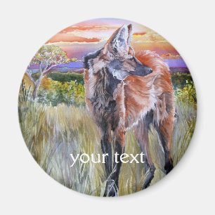 Aimant Art d'aquarelle de loup Maned