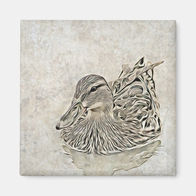 Aimant Art de canard numérique (Devant)