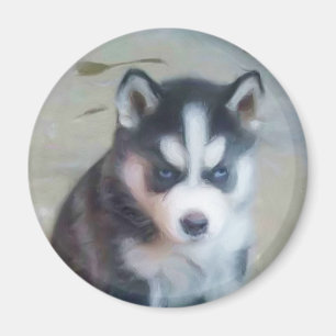 Aimant Art de chiot de chien de traîneau sibérien