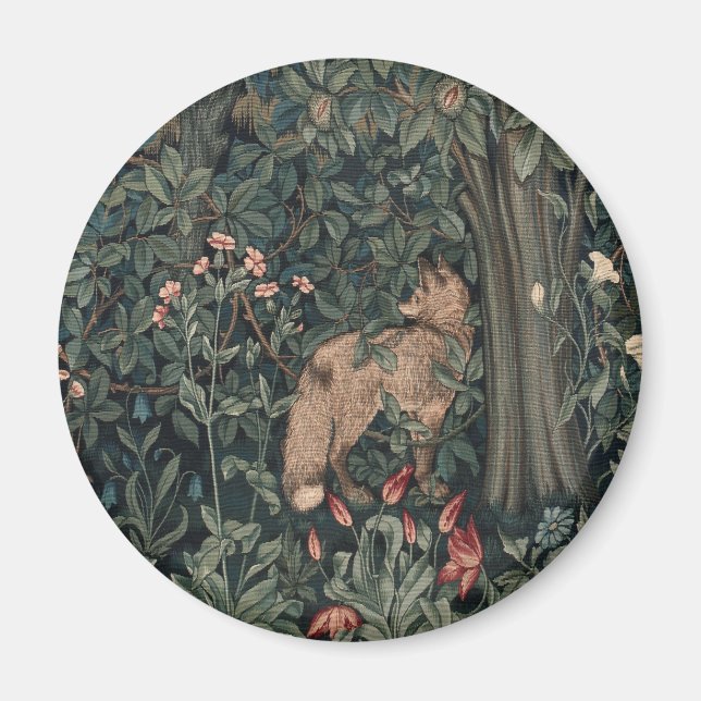 Aimant Art de faune de renard de verdure de William Morri (Devant)