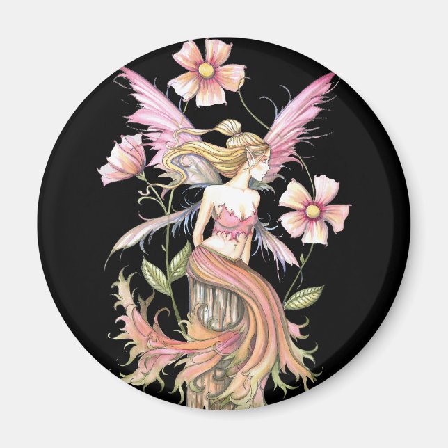 Aimant Art de Fée Fleur Rose (Devant)
