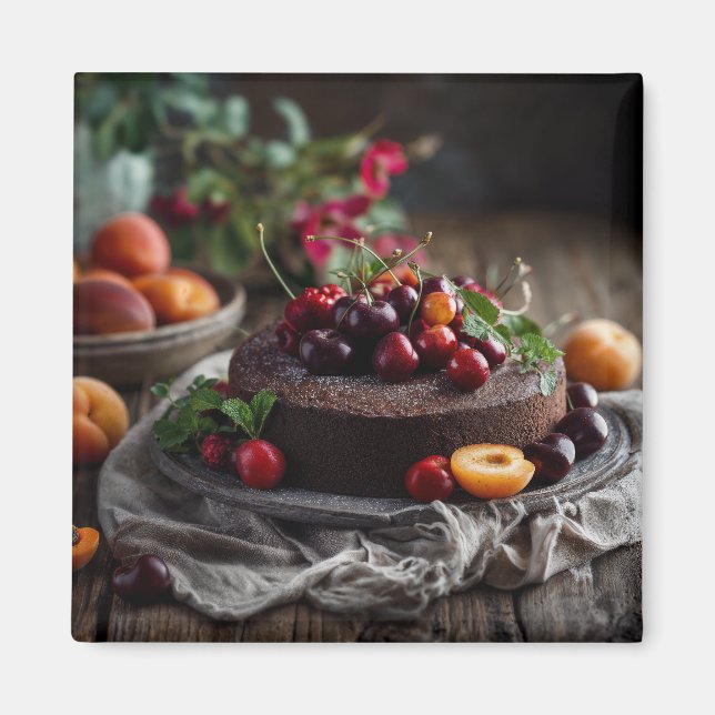 Aimant Art de gâteau au chocolat d'été (Devant)