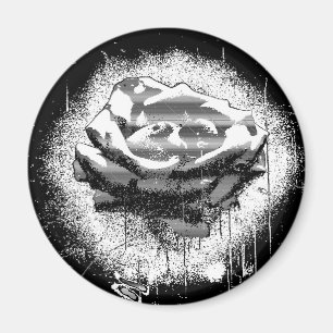 Aimant Art De La Rose Noire Et Blanche